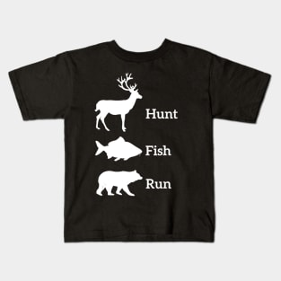 Funny Hunting Fishing Hunt Fish Run Bear Gift Kids T-Shirt